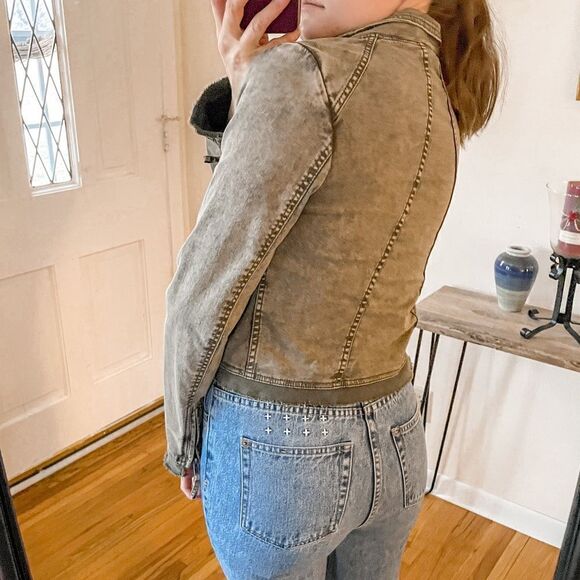 Free People Collapsing Twill Jacket Cotton in Military - Picture 3 of 9